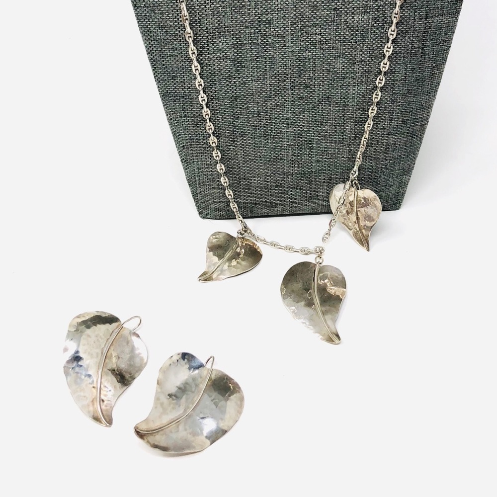 Sterling Silver, Artisan Signed Necklace/Earrings… - image 4